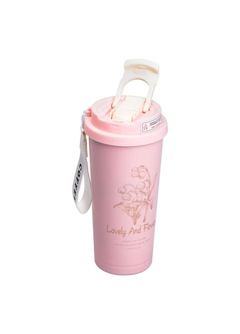 Термочашка Flower Style з ремінцем 500 мл рожева HP-14-52P (A-033338) Yiwu (346267001)