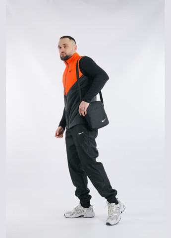 Оранжевый демисезонный комплект мужской "clip": жилетка оранжево-черная + штаны "president" черные. барсетка в подарок! No Brand