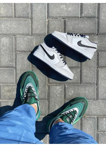 Белые демисезонные кроссовки мужские nike air jordan retro 1 low grey black white найк аир джордан белые No Brand