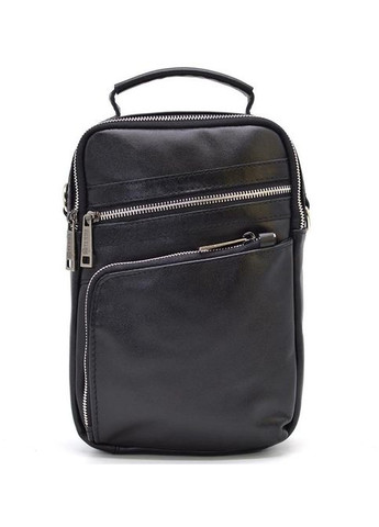 Сумка планшет через плече чоловіча із натуральної шкіри середня для документів та для телефону Чорний 35915 TARWA (337466430)