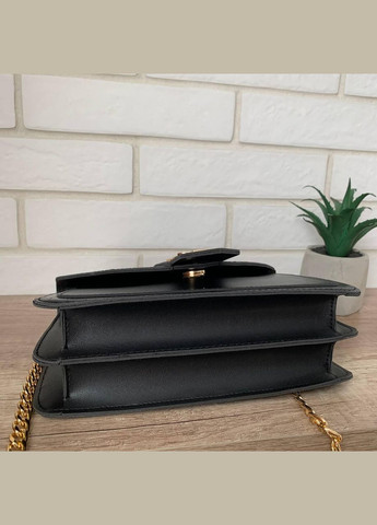 Маленька жіноча сумочка клатч на ланцюжку під рептилію чорна (sku_1365У) No Brand (330576923)