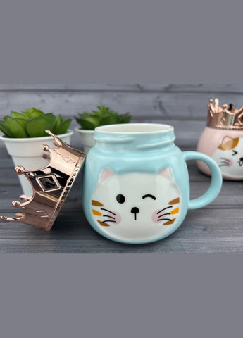 Керамическая чашка Kitty King аквамарин 400 мл No Brand (342065552)