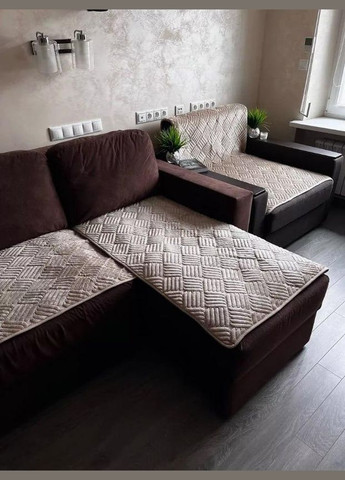 Набір накидок на диван Велюровий універсальний Беж (1101-2-02) No Brand (306633686)