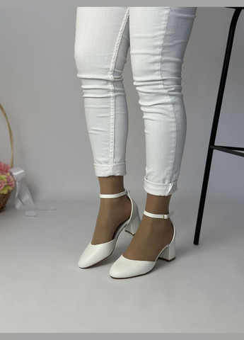 No Brand Святкові білі туфлі на зручних підборах з декором із страз туфлі-човники білий з штучна шкіра, — всесезон (322425322)