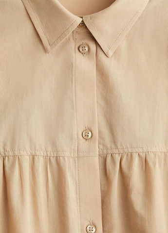 Бежевая кэжуал рубашка однотонная H&M