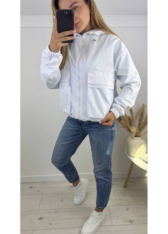 Белая демисезонная куртка плащевка эмми,подкладка,с карманами и капюшоном Україна