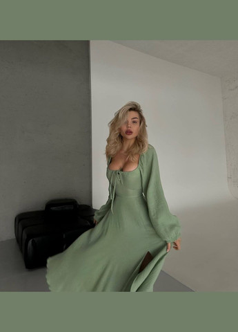 Оливковое женское платье из муслина цвет оливка р.46/48 452644 New Trend
