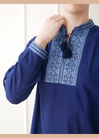 Вышиванка мужская синяя из льна Традиция, раз.54 4PROFI (294909904)