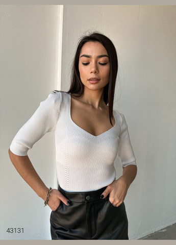 Белый демисезонный джемпер женский с короткими рукавами джемпер Liton