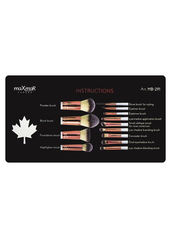 Набір пензлів для макіяжу із 13 інструментів у білій косметичці MB-291 MaxMar (338426421)