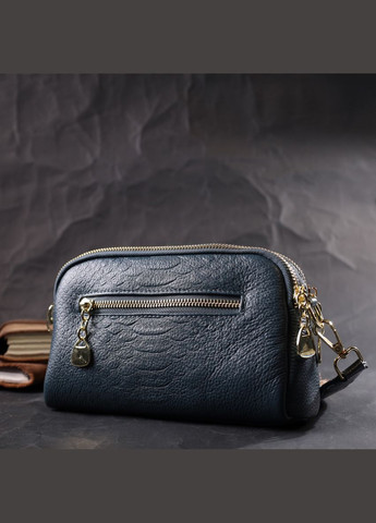 Модна кроссбоді на два відділення з натуральної шкіри синя 22355 Vintage (329195395)