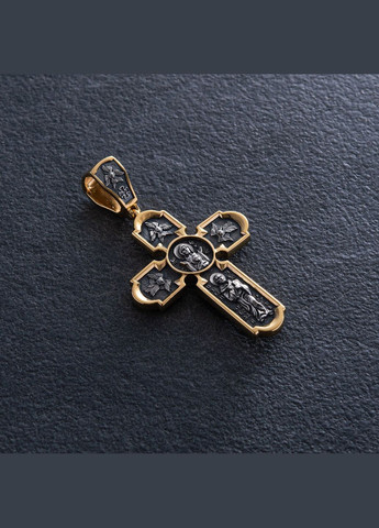 Православный серебряный крест Распятие Христово. Спас Нерукотворный. Икона Божией Матери знамение. Святитель Николай 133095 Oniks (264023955)