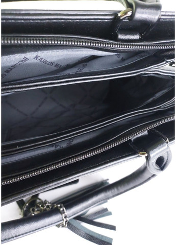 Сумка женская классическая А4 черная с двумя короткими ручками и ремешком на три отделения черная Karlos Marconi (357437598)