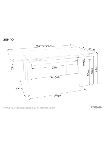 Стол SENTO 120(180)*80 No Brand (390473922)