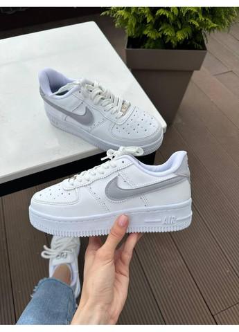 Серые демисезонные кроссовки мужские nike air force 1 low white grey найк аир форс 1 премиум No Brand
