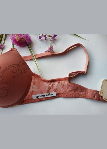 Коричневий бюстгальтер із гладкою чашкою та пу-ап 9117 Leilieve поліамід
