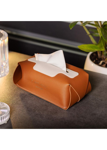 Серветниця з еко шкіри 21х12х8 см контейнер для серветок в автомобіль Коричневий HP-3-210BR No Brand (369966659)