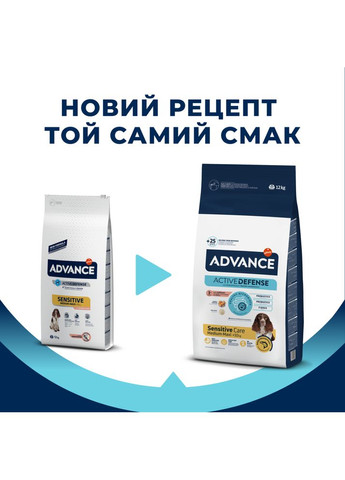 Dog Med/Maxi Sensitive Salmon & Rice Сухий корм для дорослих собак з чутливим травленням лосось і рис Advance (372159003)