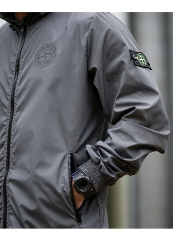 Серая демисезонная ветровка карман stone island grey No Brand