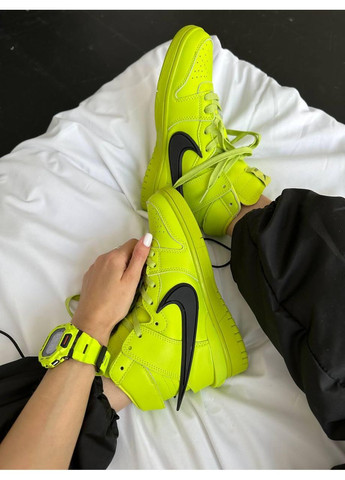 КРОССОВКИ ЖЕНСКИЕ NIKE SB DUNK HIGH X AMBUSH ACID GREEN НАЙК СБ ДАНК No Brand серые демисезоны (367176671)
