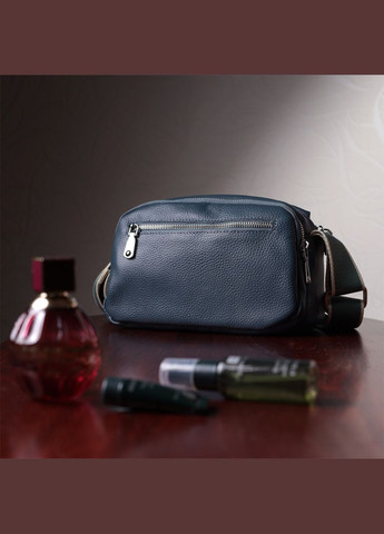 Сумка через плечо женская с двумя отделениями кожаная 22595 Синяя Vintage (302007892)