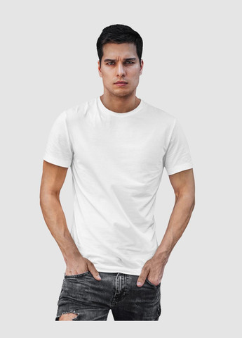 Белая футболка мужская базовая из натурального хлопка с коротким рукавом Mishe Basic