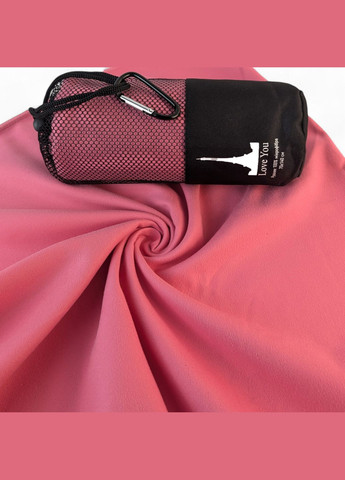 Дорожній спортивний рушник з мікрофібри з чохлом Рожевий 70х140 Love You хакі