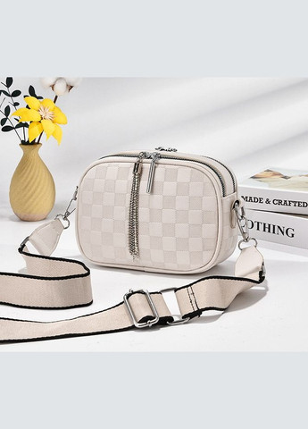 Маленькая женская сумочка клатч прямоугольная из экокожи с молнией молочная (sku_1257М) No Brand (330575914)