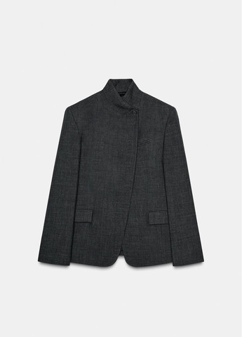 Серый женский жакет Zara однотонный - демисезонный