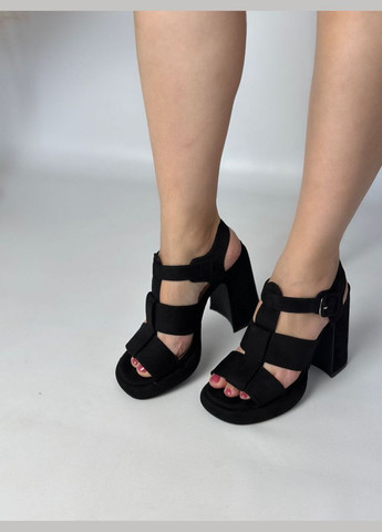 Черные эффектные женские босоножки No Brand