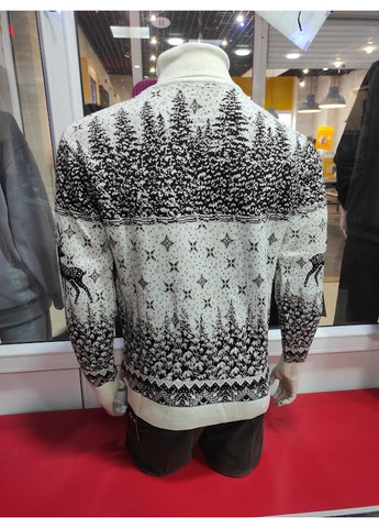 Білий зимовий светр чоловічий новорічний джемпер олені унісекс під горло No Brand