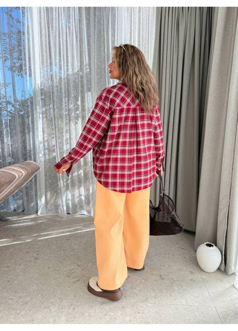 Бордовая повседневный рубашка в клетку GD/GL Модний простір с длинным рукавом