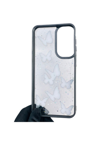 Чехол для Galaxy A16 5G (SM-A166) с блёстками с бабочками на самсунг а16 5г черный Samsung (366390117)