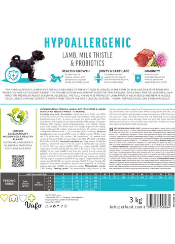 Корм сухий Dog Hypoallergenic Puppy для цуценят гіпоалергенний з ягням 1 кг Brit Care (362701664)