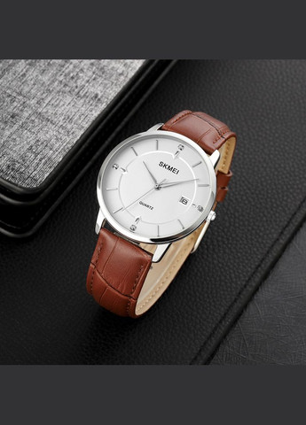 1801LSIBN Silver-White Brown Leather Skmei (372942973)