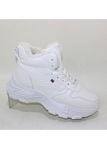 Женские высокие зимние кроссовки на толстой подошве Fashion белые зима (365815820)