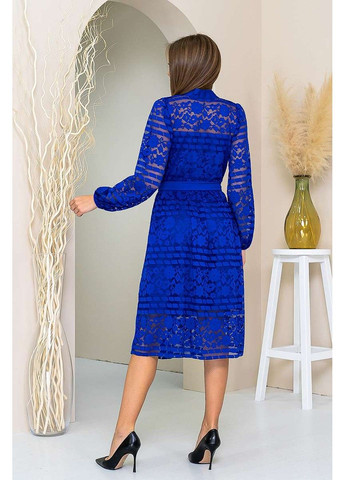 Синее коктейльное платье ажурный гипюр 21124 электрик Tanita-Romario