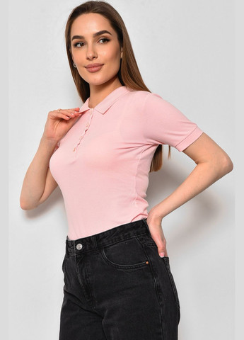 Розовая летняя футболка женская поло розового цвета Let's Shop