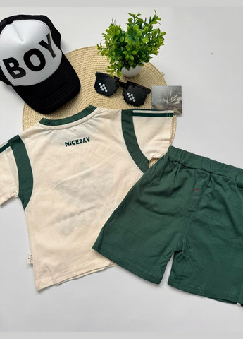 Комбинированный демисезонный костюм nice day на лето мальчику цвет зеленый 10788 No Brand