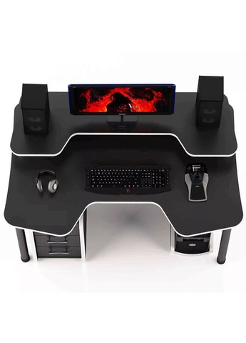 Компьютерный Геймерский стол COMFORT С НАДСТРОЕННОЙ И ЯЩИКАМИ GT12N 120 см черно-белый No Brand (353497978)