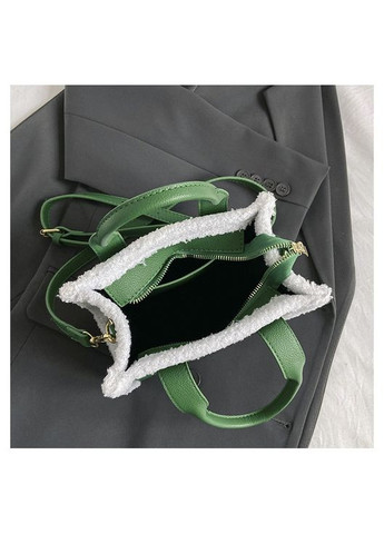 Жіноча хутряна сумка 8896 крос-боді з двома ручками зелена No Brand (366871822)