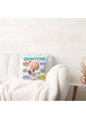 Декоративная подушка c метрикой ребёнку, оригинальный подарок ребёнку No Brand (317310893)