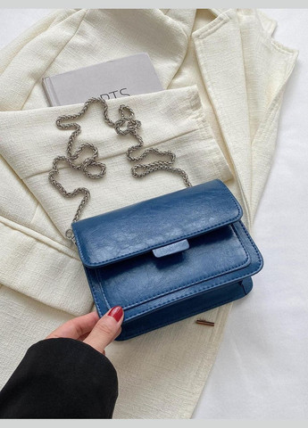 Женская классическая сумка 6004 кросс-боди через плечо на тонком ремешке синяя No Brand (296008223)