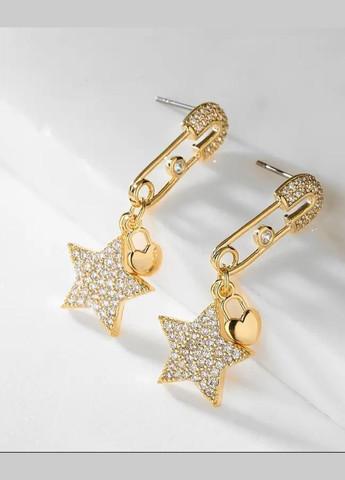 Сережки шпильки зірки у фіанітах і серця, 10-786 Fashion Jewelry (336550607)