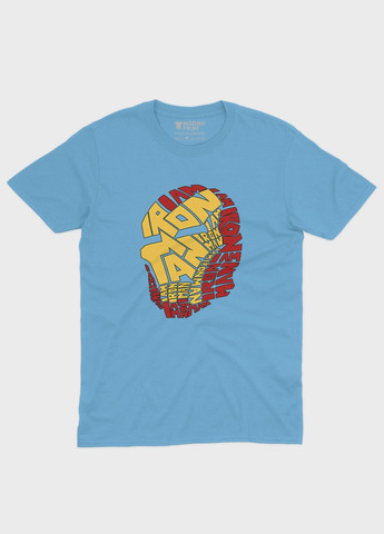 Голубая демисезонная футболка для мальчика с принтом супергероя - железный человек (ts001-1-lbl-006-016-001-b) Modno