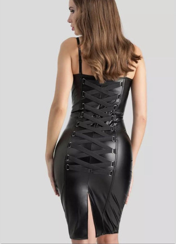 Чорна корсетна шкіряна сукня love&honey чорна 259- Lovehoney