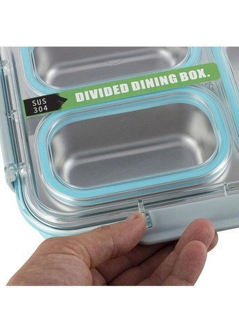 Ланч-бокс Snack 1200мл контейнер для еды с 3 секциями голубой пластиковый судок для обедов Kamille (368987477)