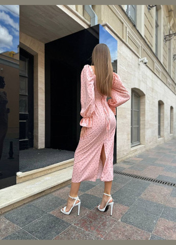 Персиковое красивое нежное персиковое платье-макси с открытыми плечами и шнуровкой сзади, летнее платьев вцветочек с длинным рукавом No Brand
