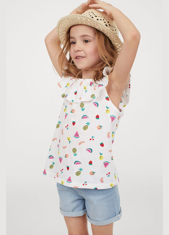 Блузка з рюшами для дівчинки 0850305-002 білий H&M (282969649)
