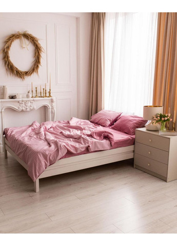 Постельное белье Розовая комбинация страйп сатин PREMIUM Двуспальный размер, наволочки 70/70 No Brand (363191777)